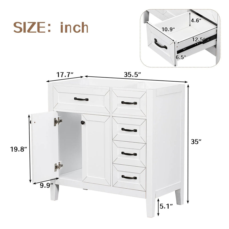 36" Bathroom Vanity Without Sink - Cabinet Base Only by HouseOfZazla