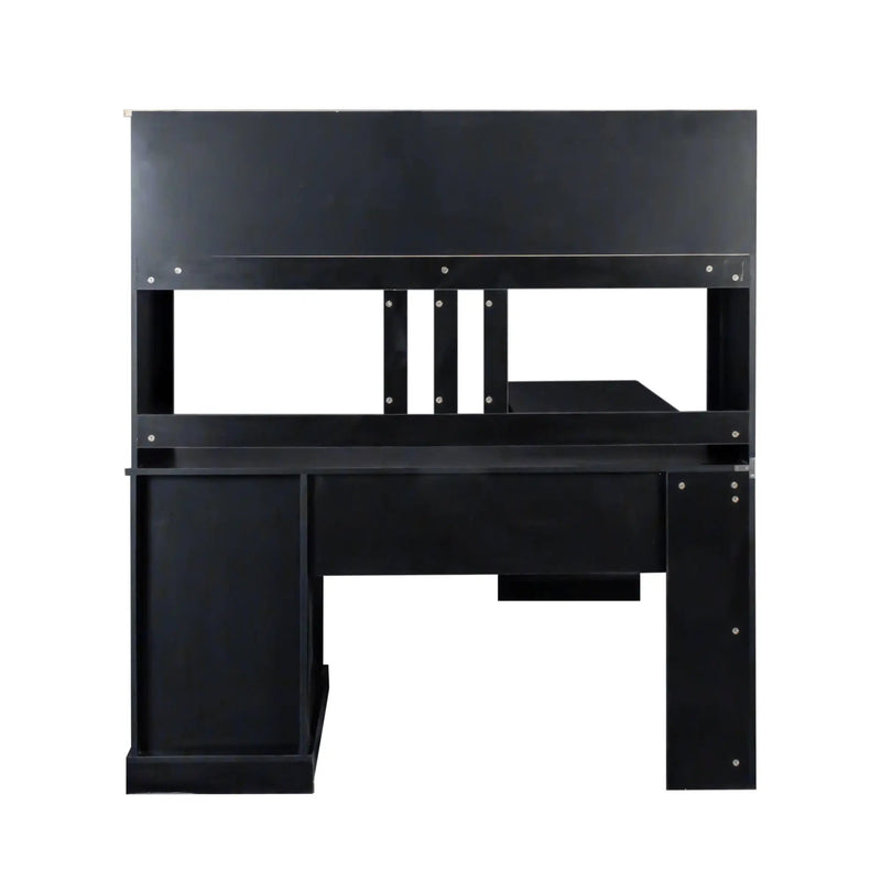 Home Office Computer Desk with Hutch, Antiqued Black by HouseOfZazla