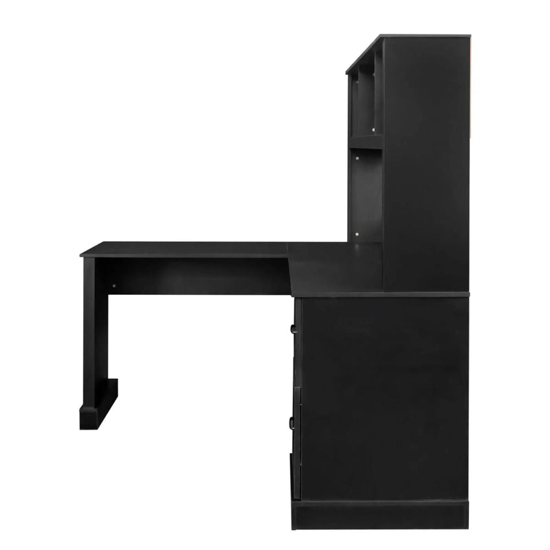 Home Office Computer Desk with Hutch, Antiqued Black by HouseOfZazla