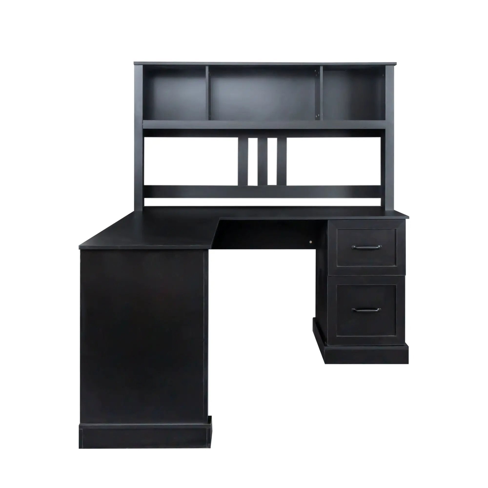 Home Office Computer Desk with Hutch, Antiqued Black by HouseOfZazla