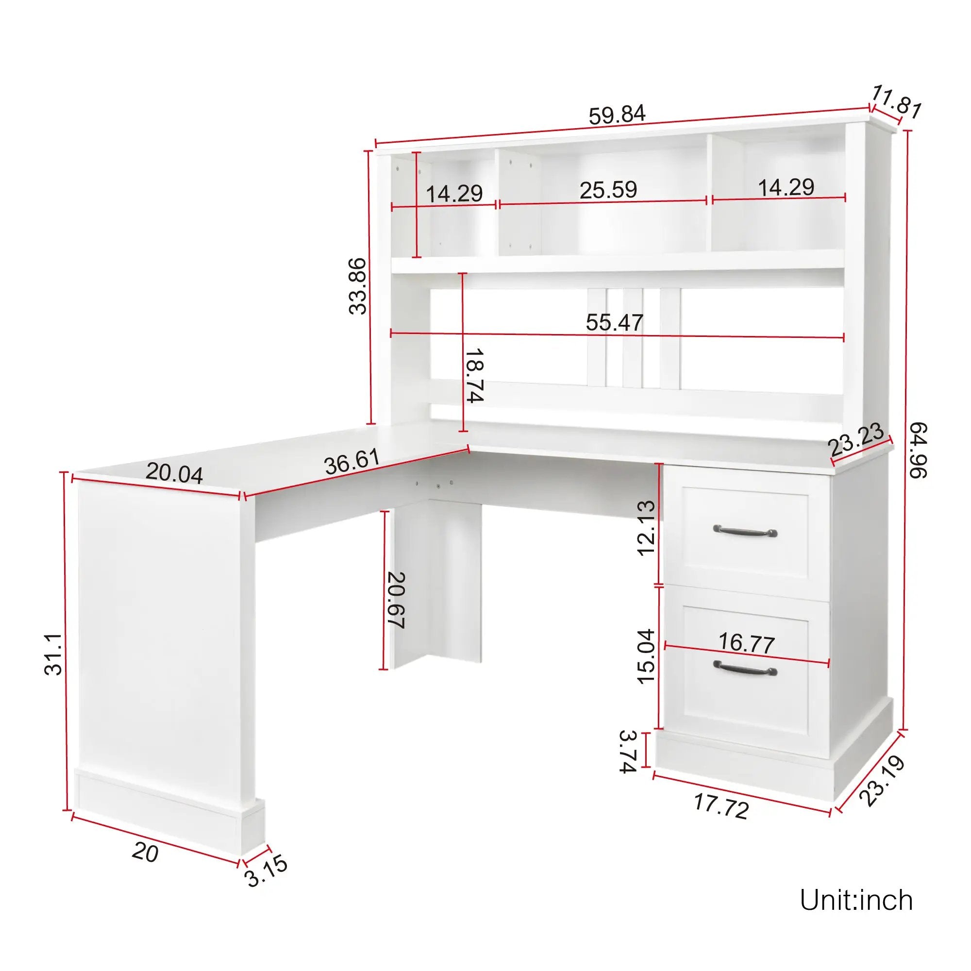 Home Office Computer Desk with Hutch, Antiqued by HouseOfZazla