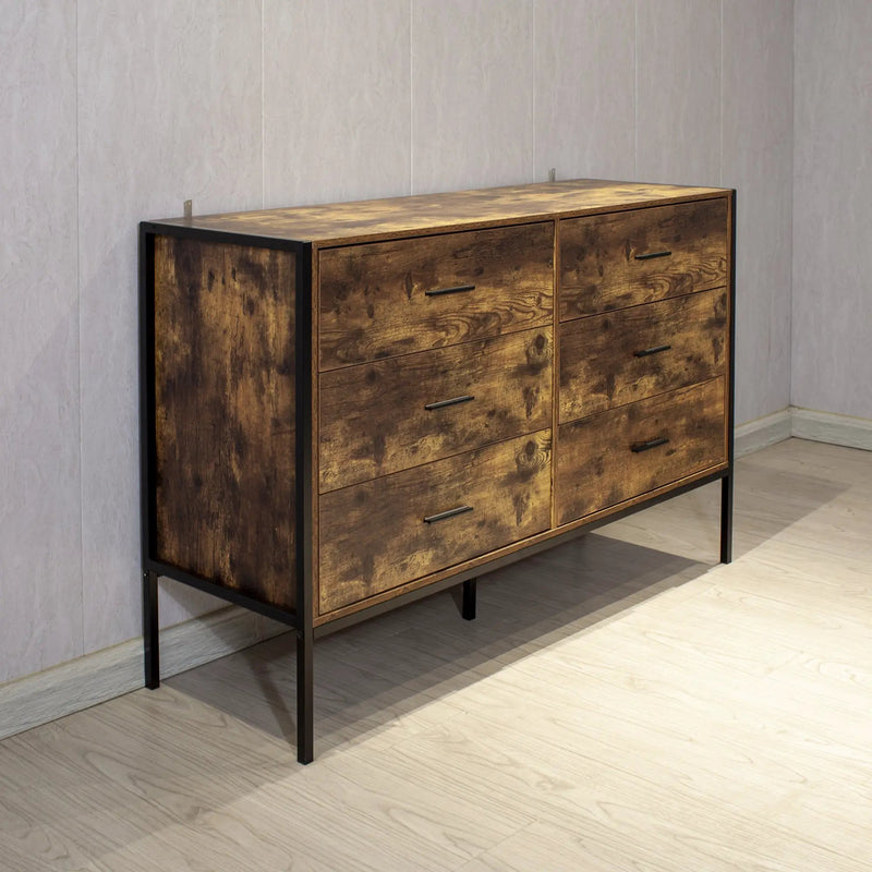 Industrial Style 6 Drawer Double Dresser by HouseOfZazla