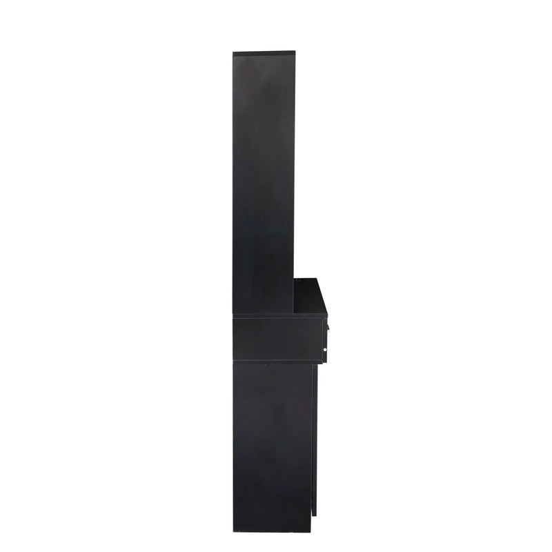 Black Modern Simple Hair Desk with Multi-Layer Storage by HouseOfZazla