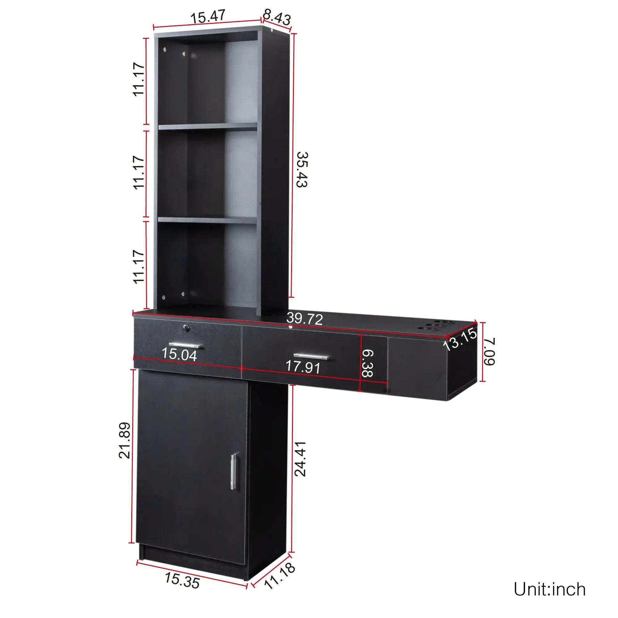 Black Modern Simple Hair Desk with Multi-Layer Storage by HouseOfZazla