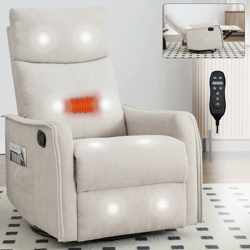 Heat Massage Manual Recliner Chair with Rocker and Swivel by HouseOfZazla