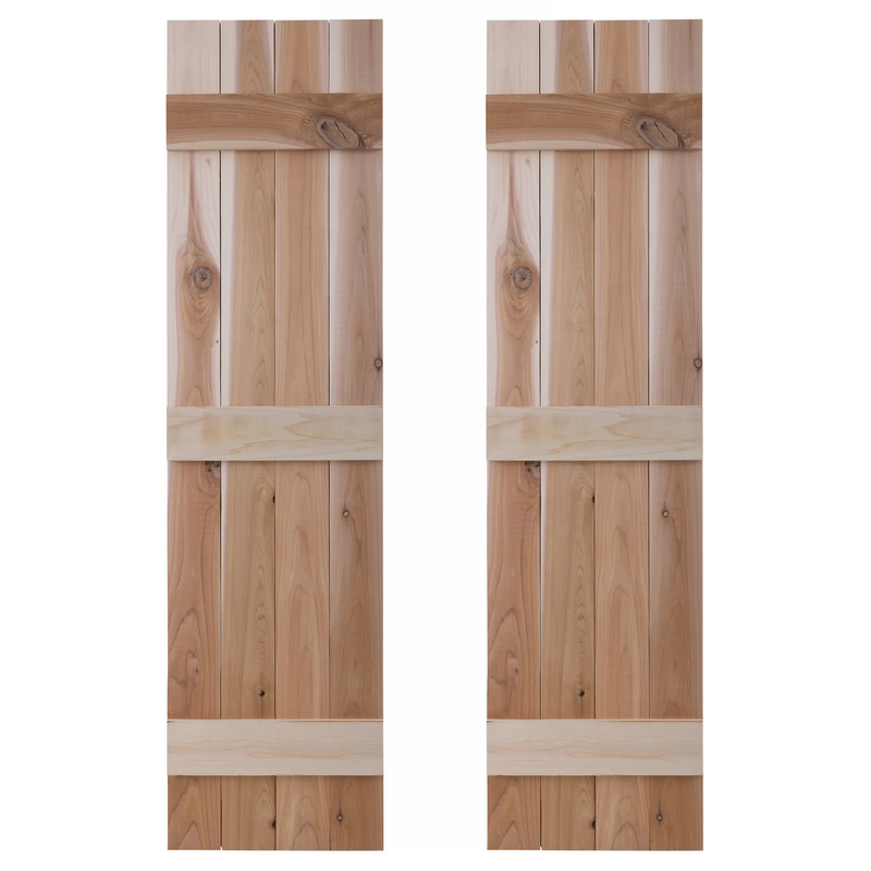Traditional Board & Batten Exterior Wood Shutters - Cedar - Set of 2 by Dogberrycollections