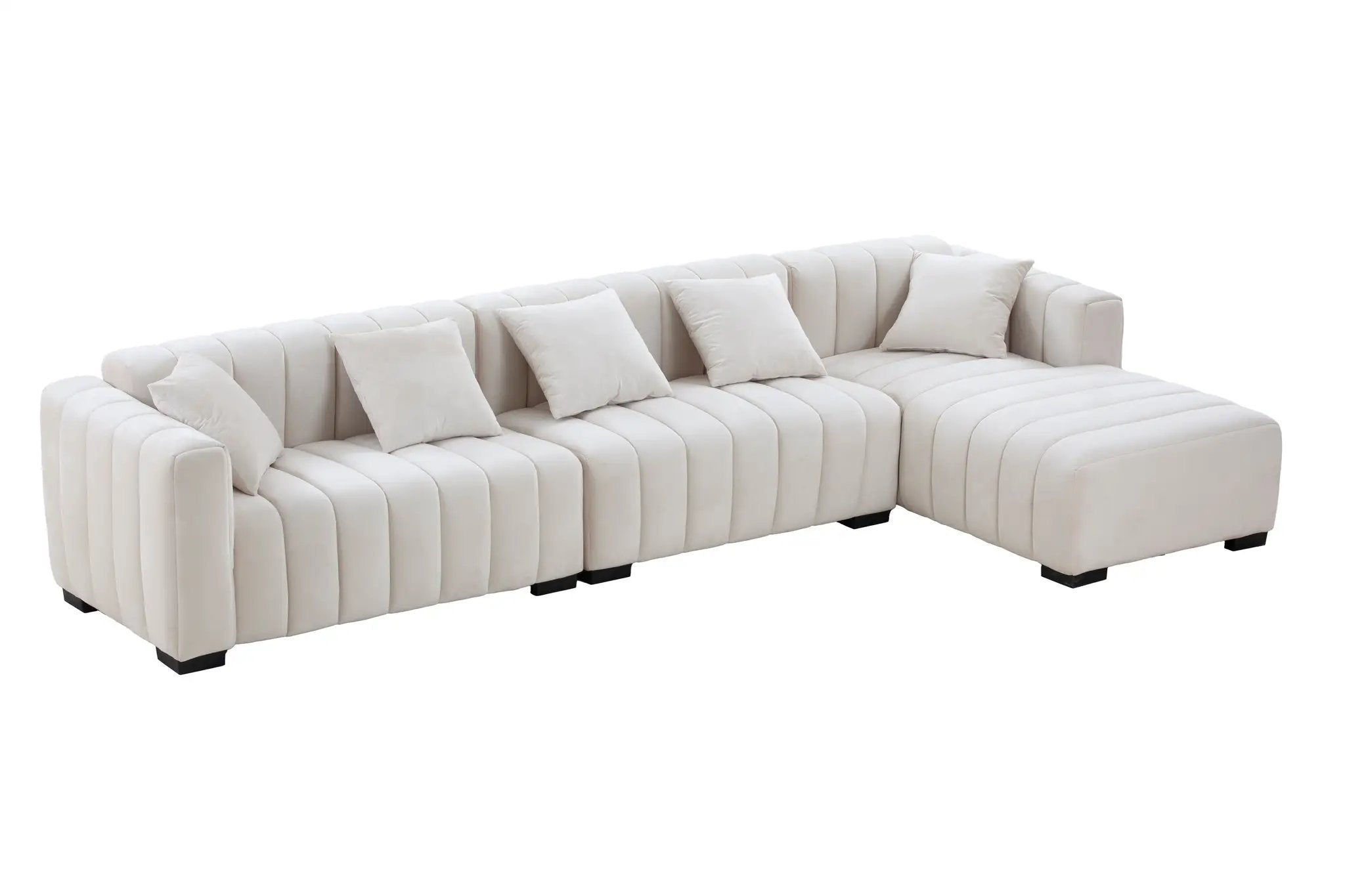 L-Shape Sectional Sofa with Deep Tufted Velvet Upholstered Right Chaise Modular Sofa by HouseOfZazla