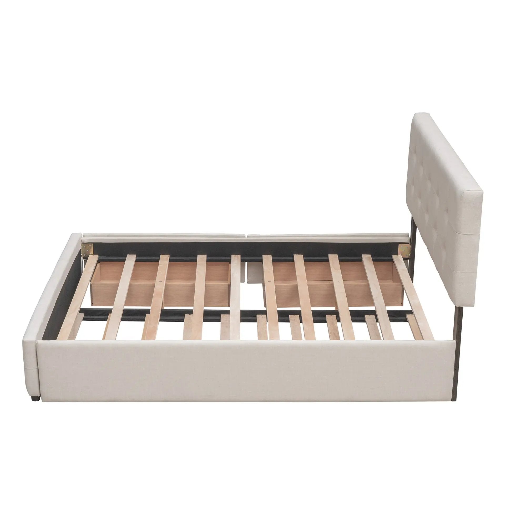 Upholstered Platform Bed with 2 Drawers and 1 Twin XL Trundle by HouseOfZazla