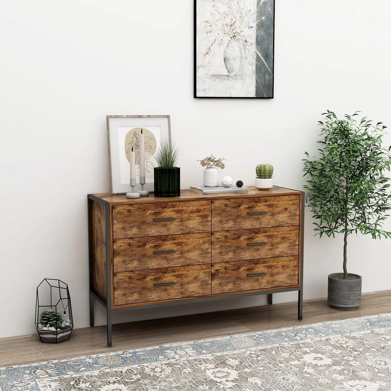 Industrial Style 6 Drawer Double Dresser by HouseOfZazla