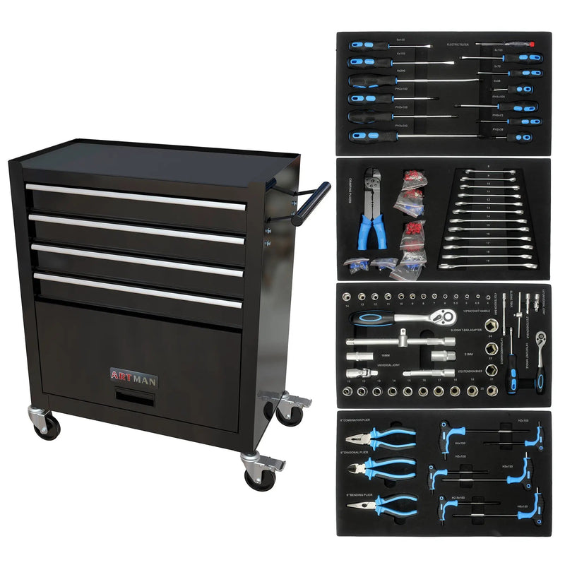 4-Drawer Rolling Tool Box with Tools for Garage and Workshop by HouseOfZazla