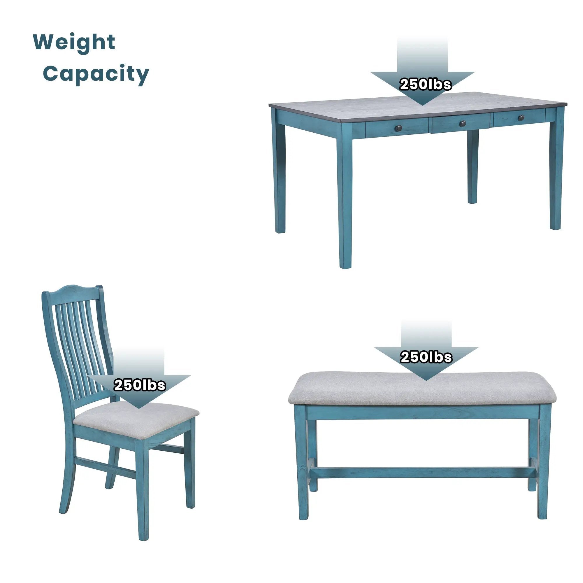 TOPMAX Mid-Century 6-Piece Wood Dining Table Set by HouseOfZazla