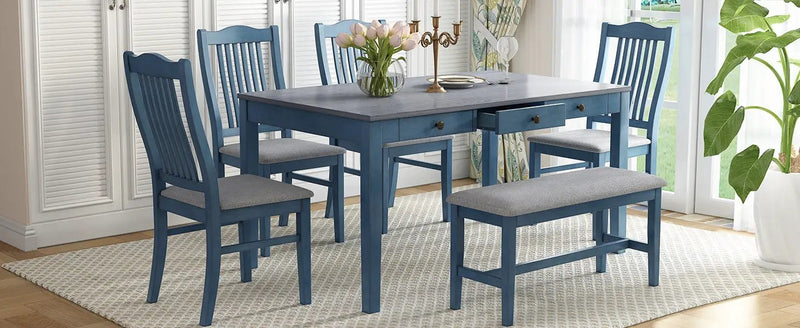 TOPMAX Mid-Century 6-Piece Wood Dining Table Set by HouseOfZazla