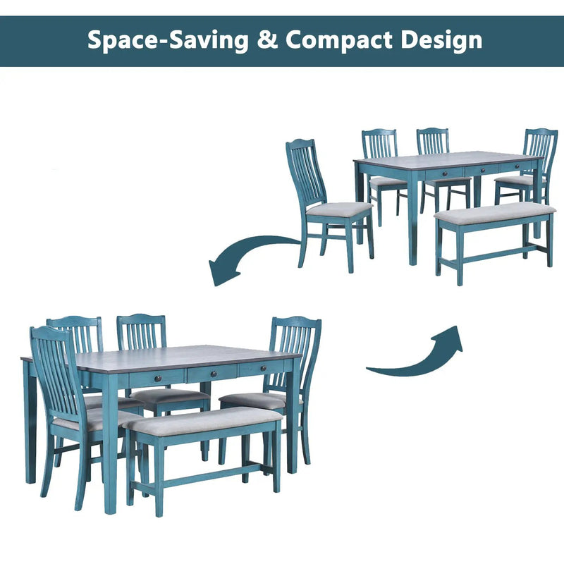 TOPMAX Mid-Century 6-Piece Wood Dining Table Set by HouseOfZazla
