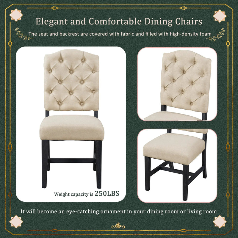 TREXM Retro Style Dining Chair Set with 4 Upholstered Chairs by HouseOfZazla