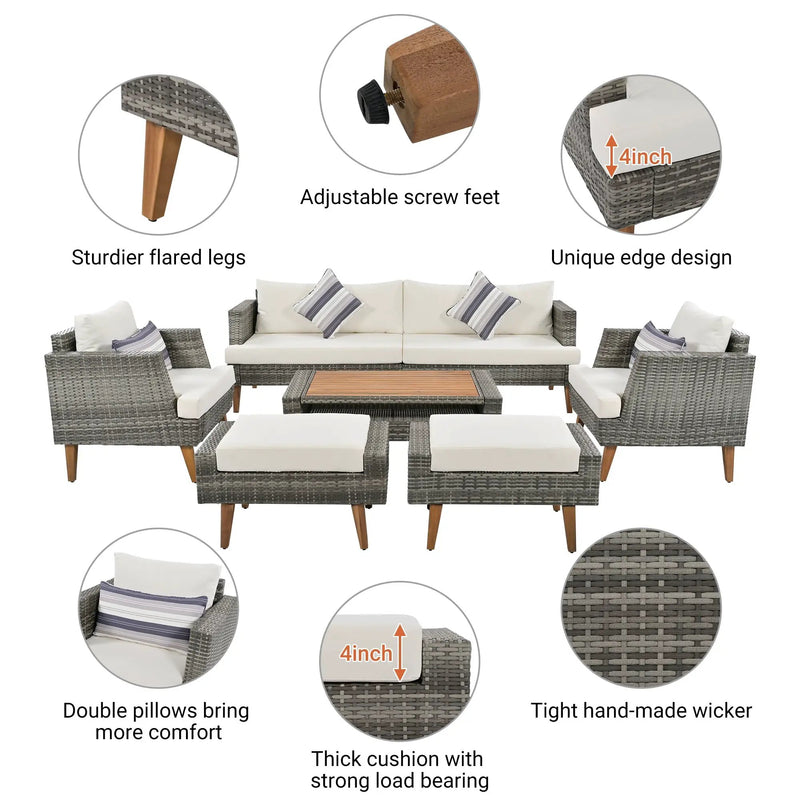 6-Piece All Weather PE Wicker Sofa Set by HouseOfZazla