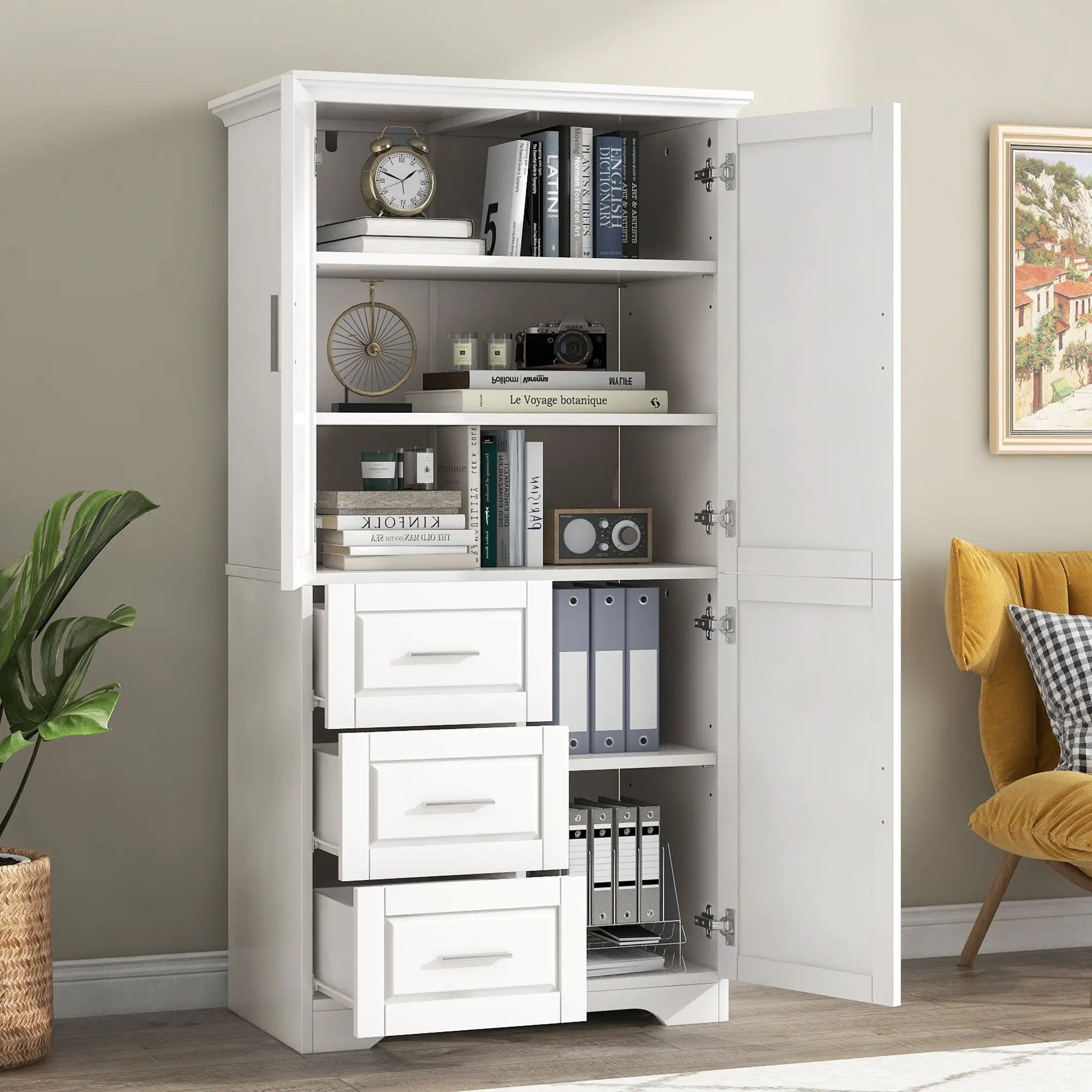 Tall and Wide Storage Cabinet with Doors for Bathroom or Office by HouseOfZazla