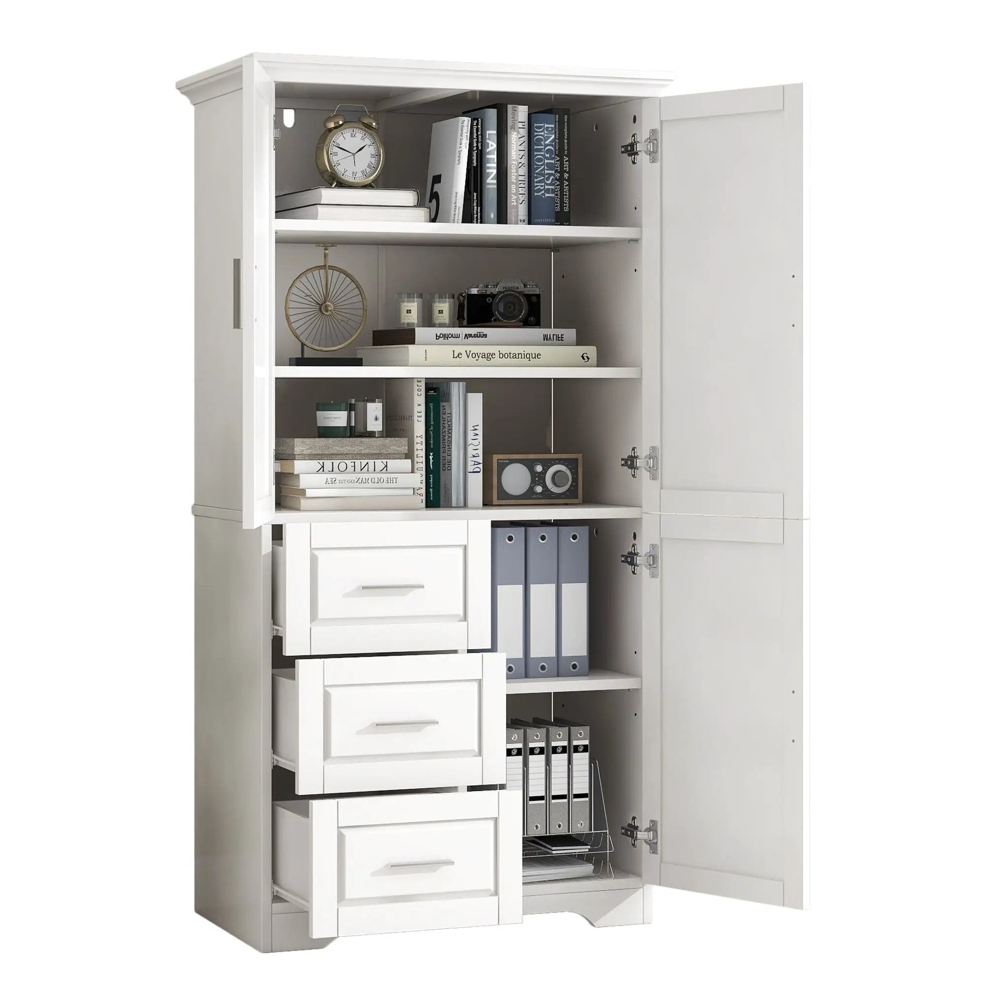 Tall and Wide Storage Cabinet with Doors for Bathroom or Office by HouseOfZazla