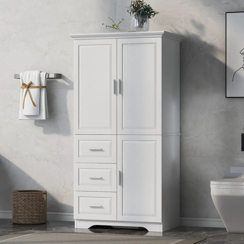 Tall and Wide Storage Cabinet with Doors for Bathroom or Office by HouseOfZazla