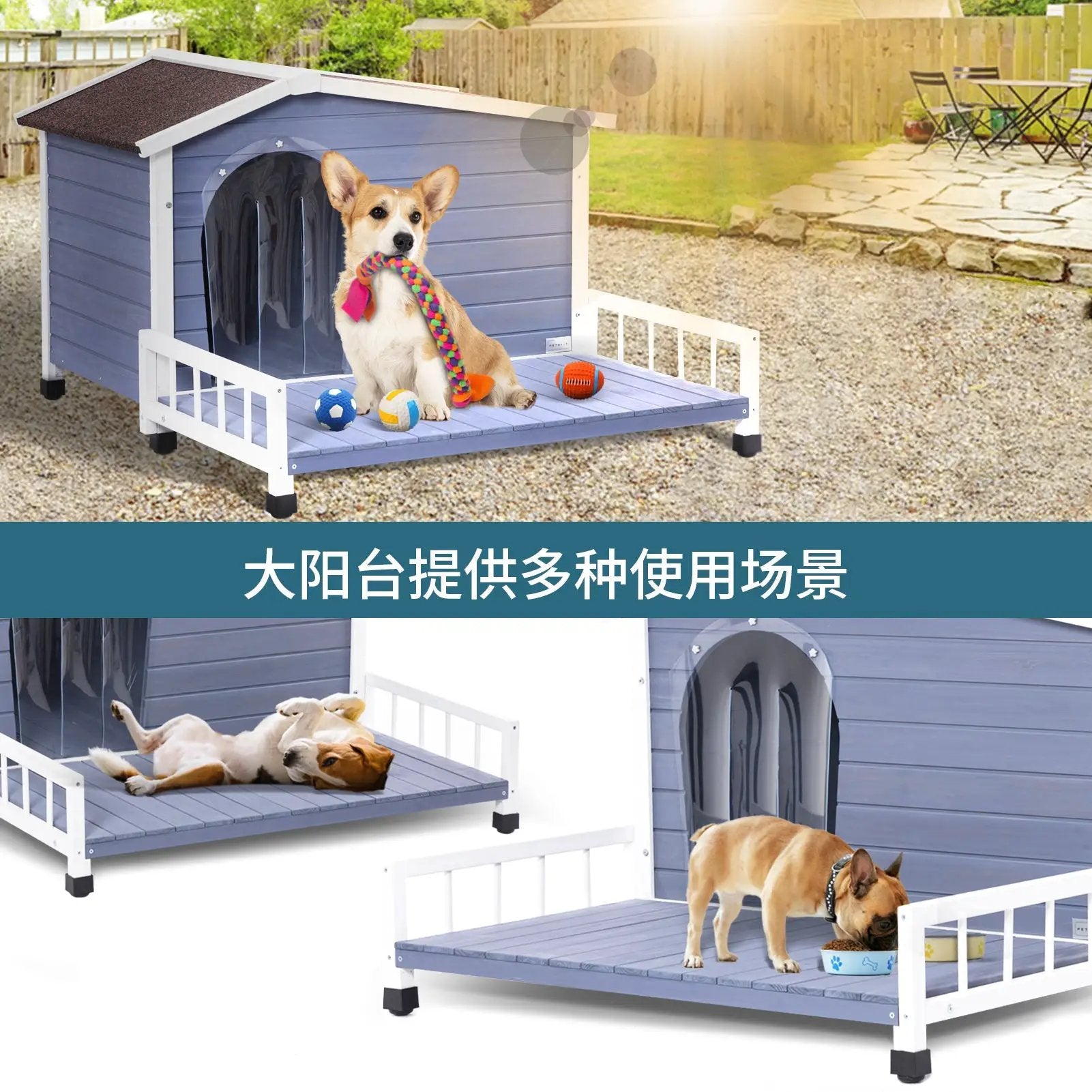 Large Wooden Dog House with Terrace by HouseOfZazla