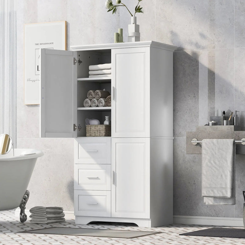 Tall and Wide Storage Cabinet with Doors for Bathroom or Office by HouseOfZazla