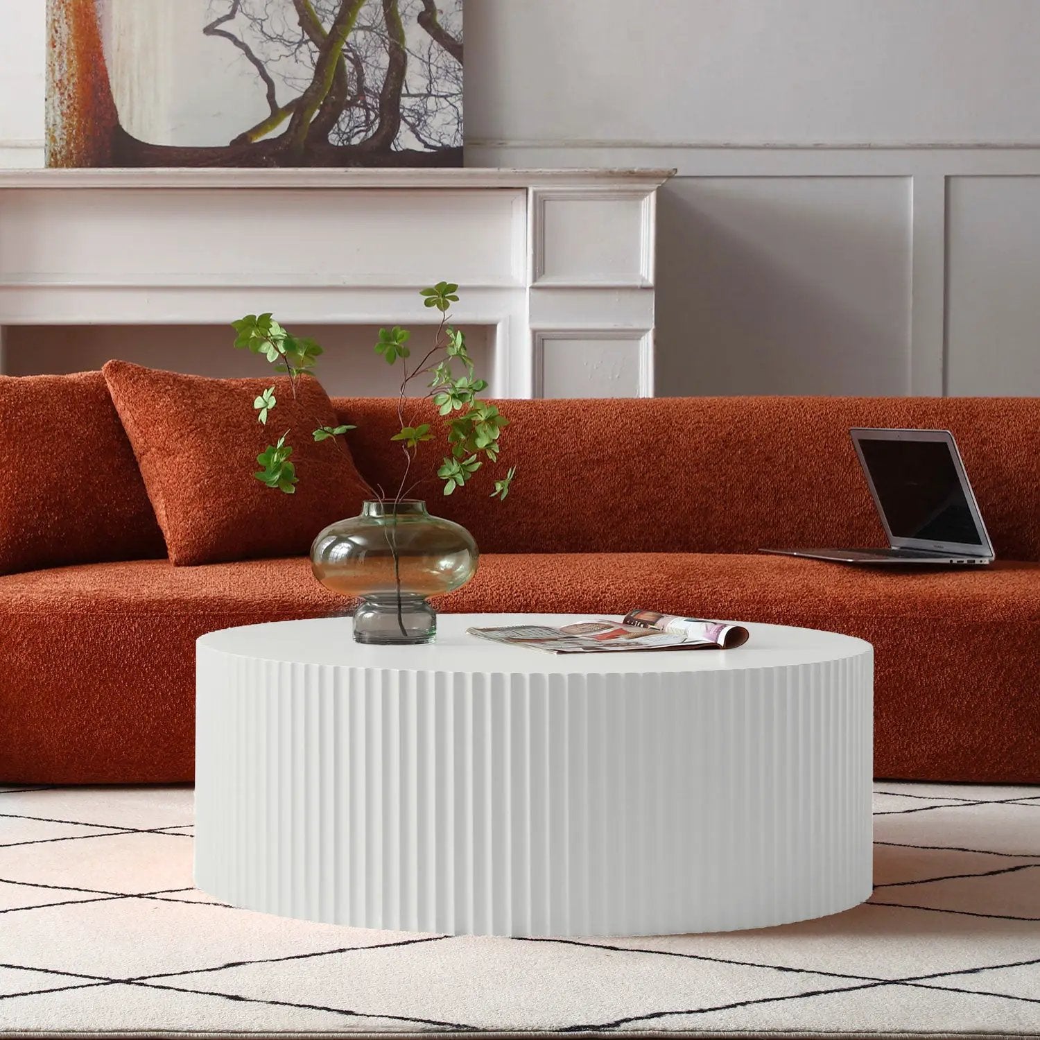 Contemporary Round Coffee Table with Handcrafted Relief by HouseOfZazla
