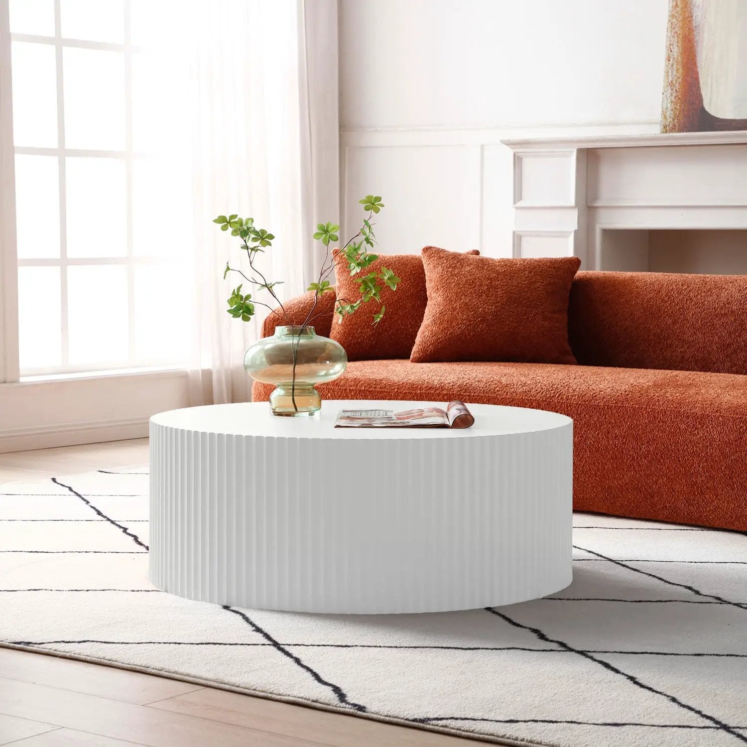 Contemporary Round Coffee Table with Handcrafted Relief by HouseOfZazla