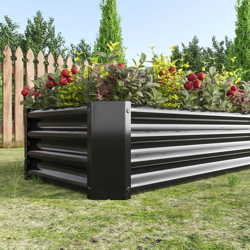 Black 4×2×1ft Metal Raised Garden Bed by HouseOfZazla