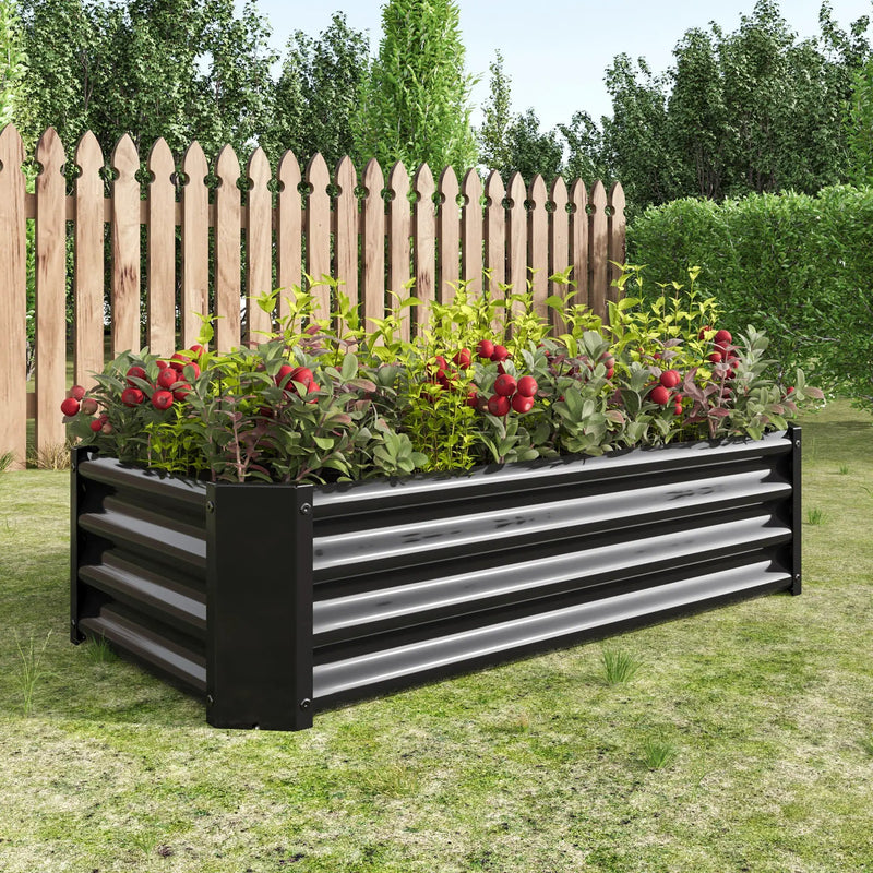 Black 4×2×1ft Metal Raised Garden Bed by HouseOfZazla