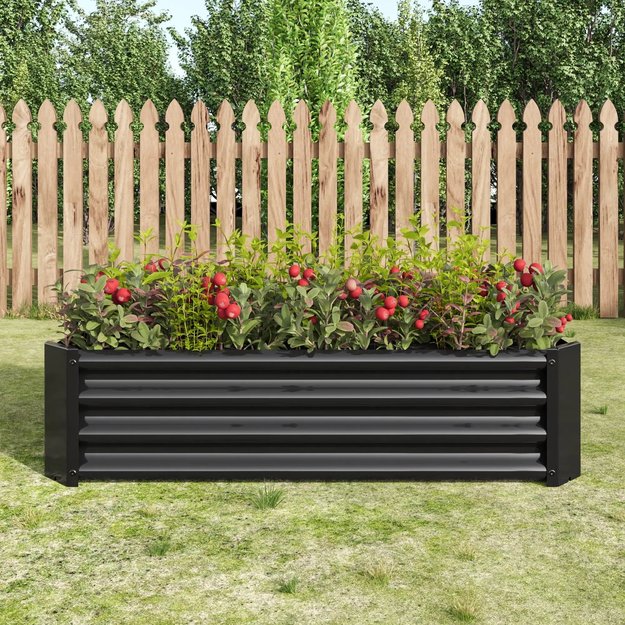 Black 4×2×1ft Metal Raised Garden Bed by HouseOfZazla