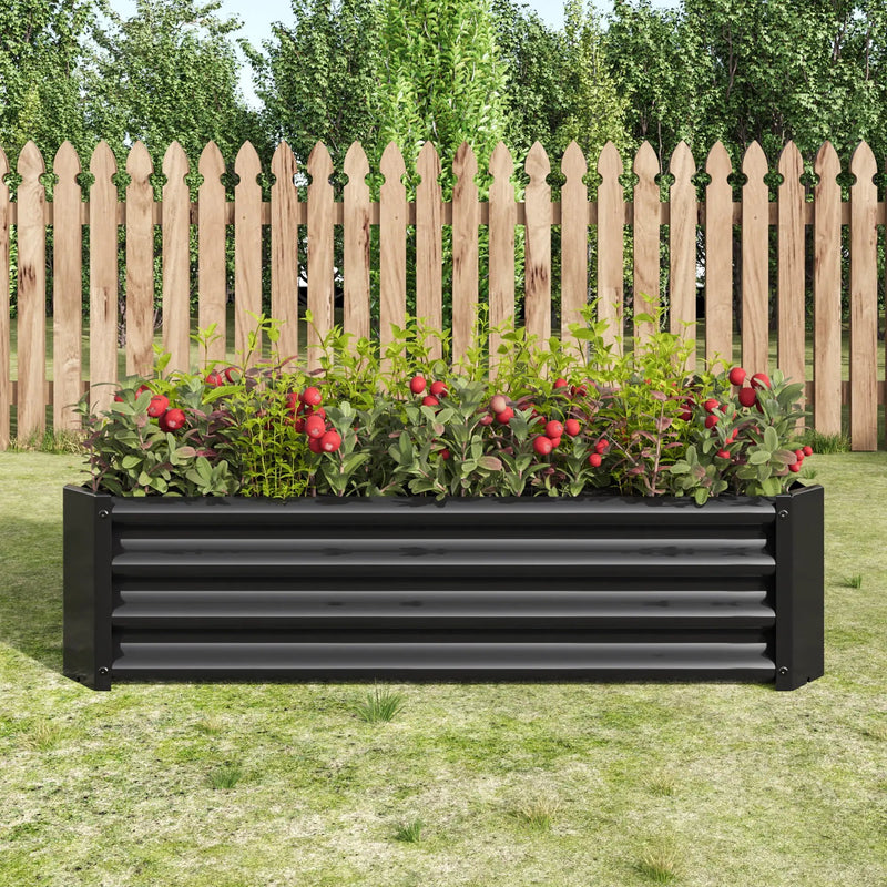 Black 4×2×1ft Metal Raised Garden Bed by HouseOfZazla
