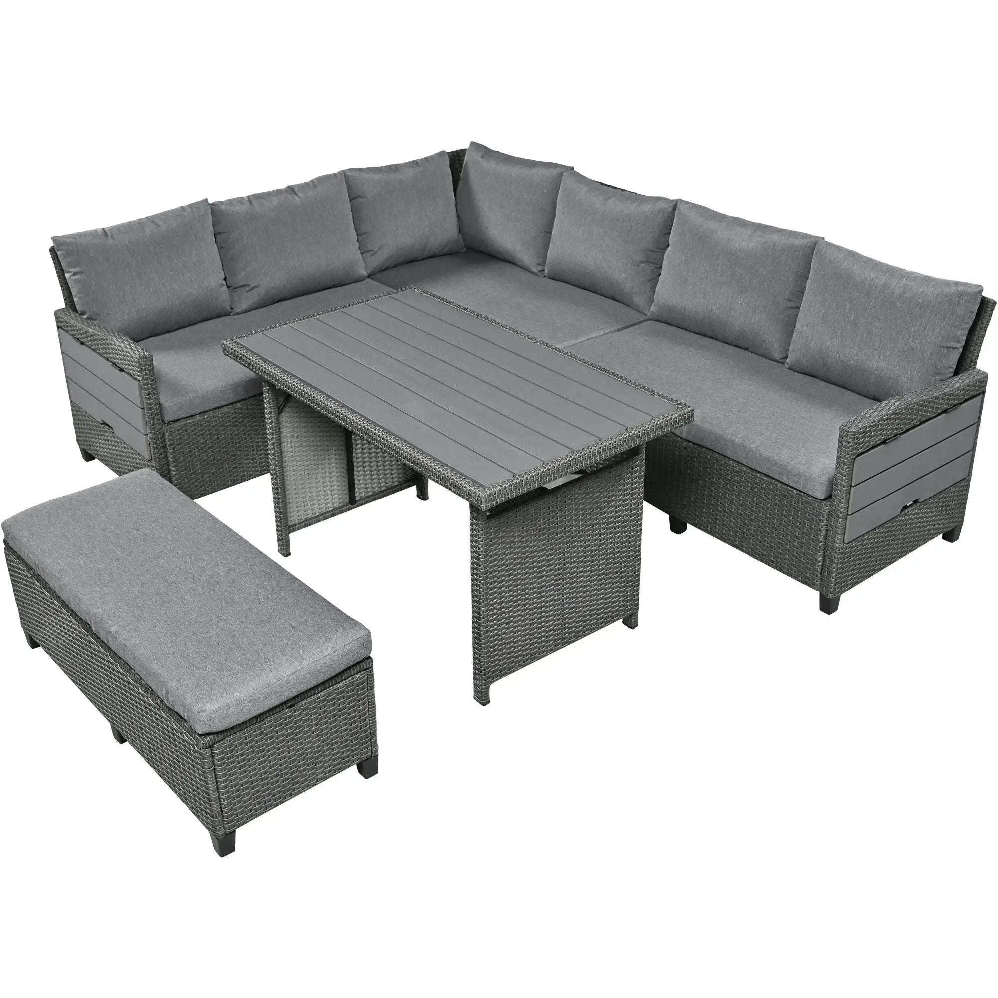 TOPMAX 5-Piece Rattan Patio Sectional Sofa Set by HouseOfZazla
