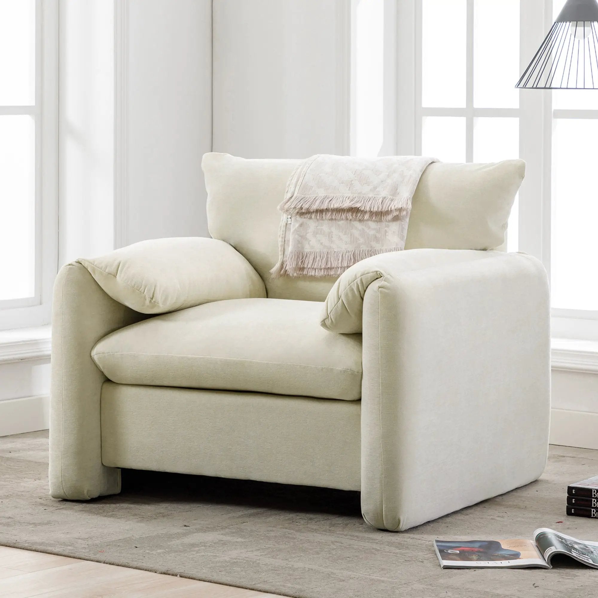 Modern Style Chenille Oversized Armchair Accent Chair by HouseOfZazla