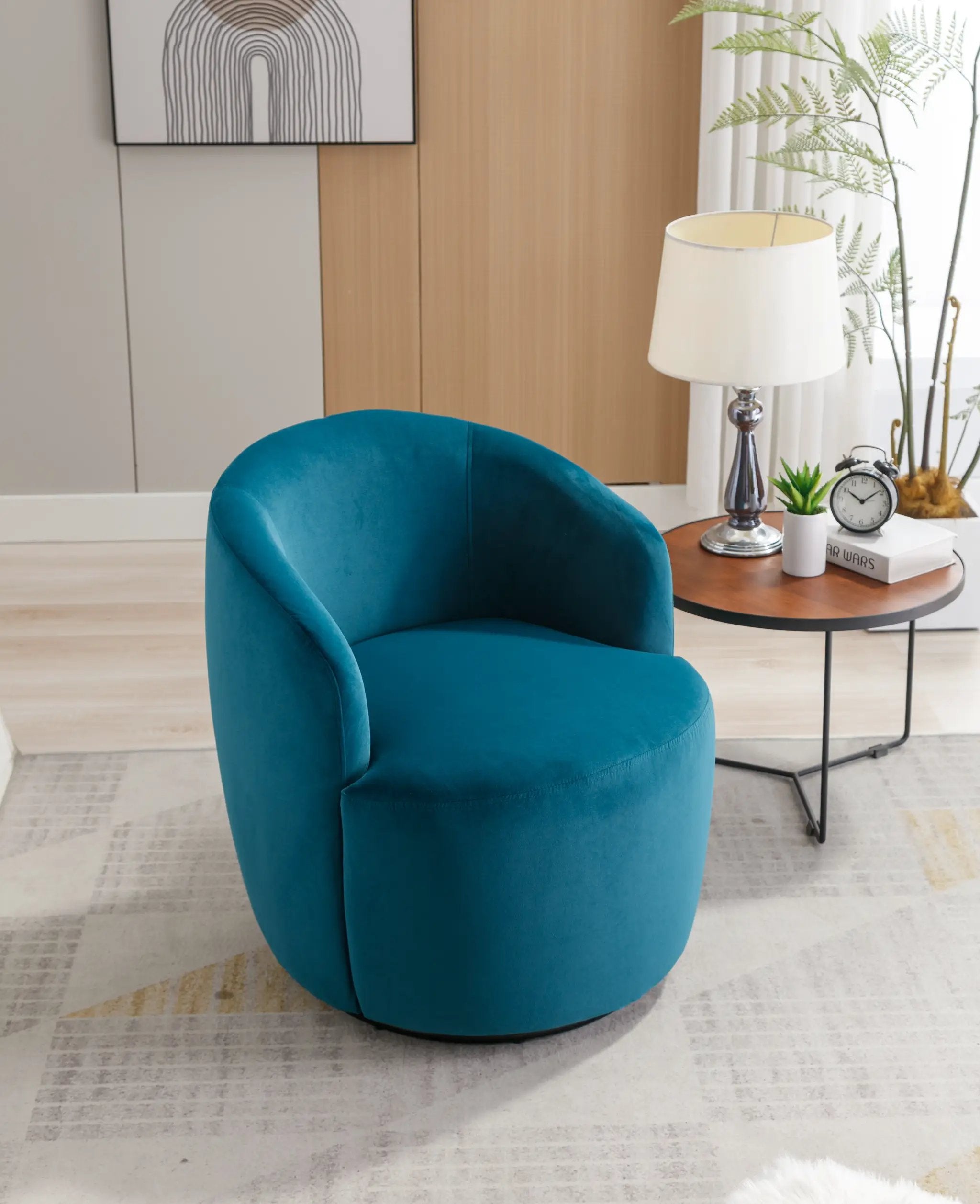 Velvet Fabric Swivel Accent Armchair by HouseOfZazla
