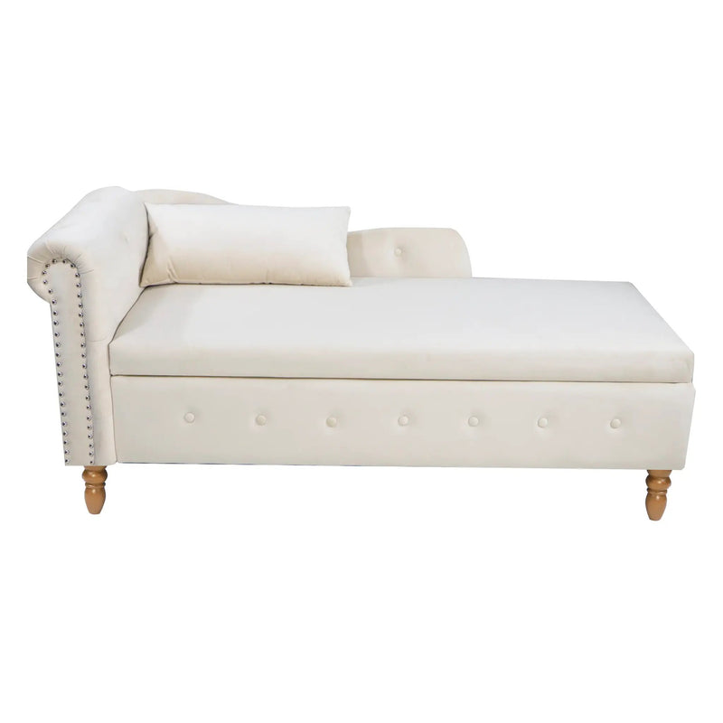 Beige Chaise Lounge Indoor - Velvet Lounge Chair for Bedroom by HouseOfZazla