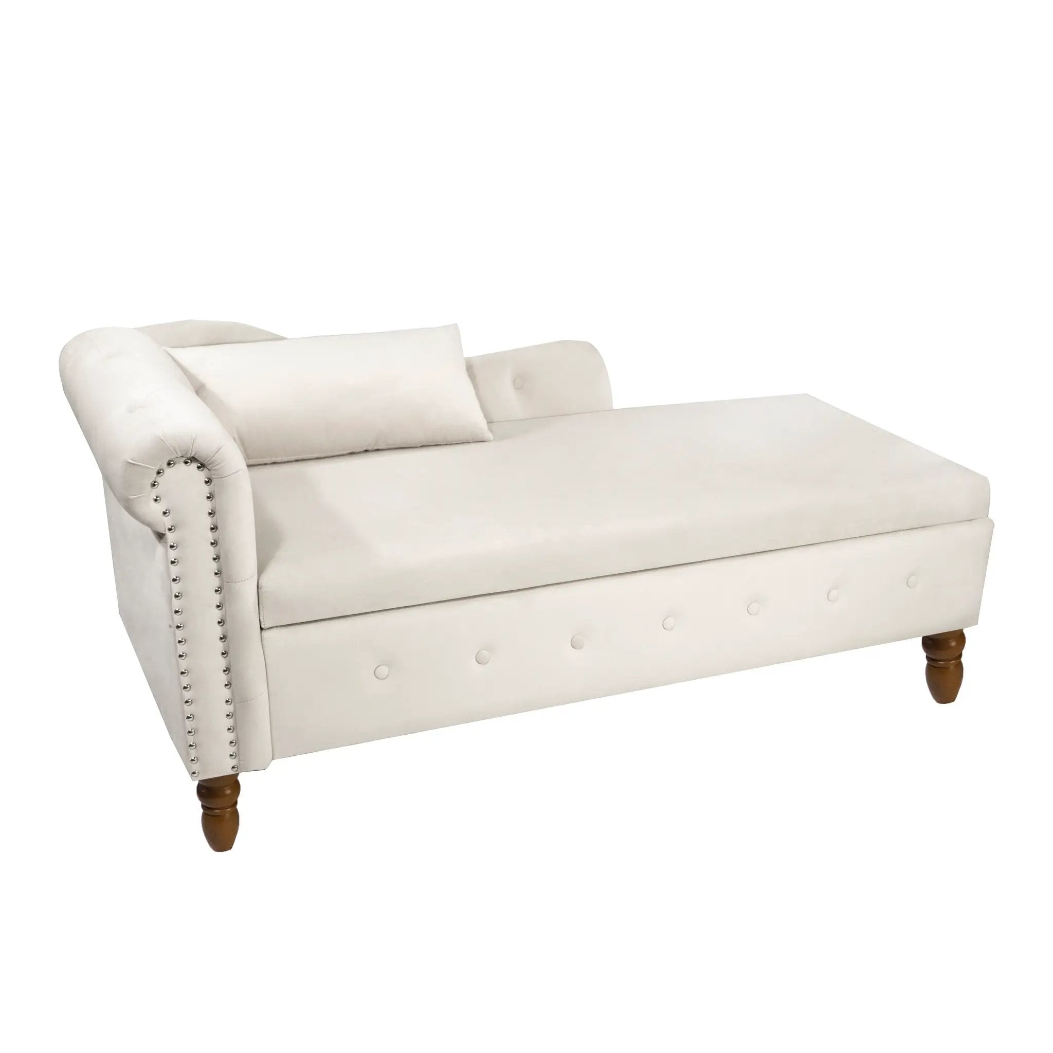 Beige Chaise Lounge Indoor - Velvet Lounge Chair for Bedroom by HouseOfZazla