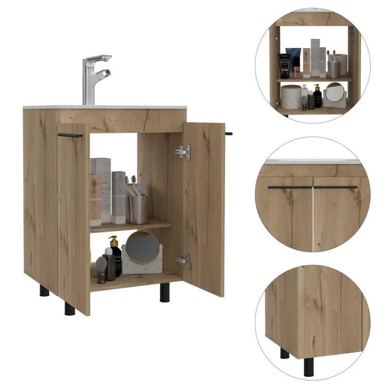 Khari 24" Floor Cabinet, Double Door, Two Shelves - Light by HouseOfZazla