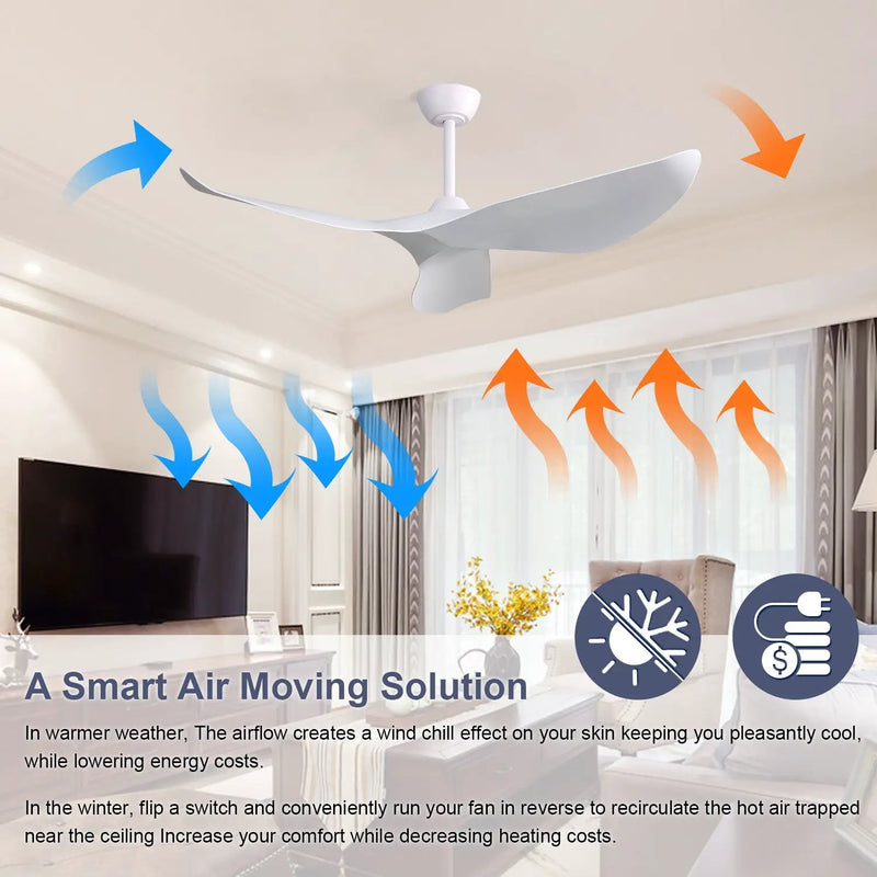 52 Inch Indoor Ceiling Fan with 6-Speed Remote and Reversible DC Motor by HouseOfZazla