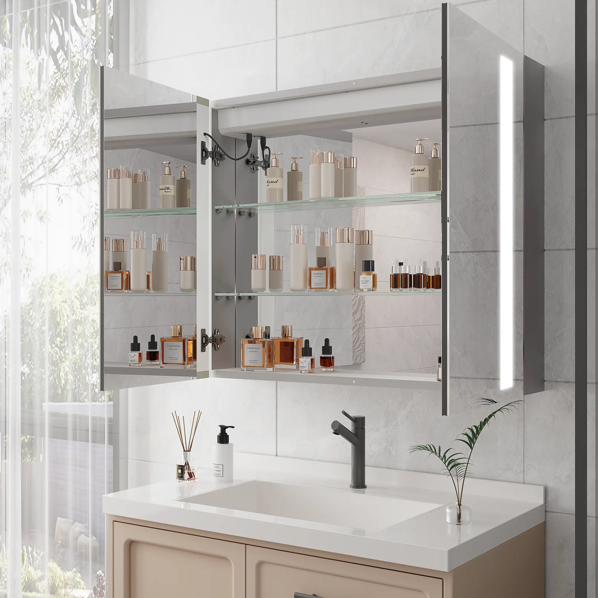 36 x 30 Inch Medicine Cabinet with LED Vanity Mirror by HouseOfZazla