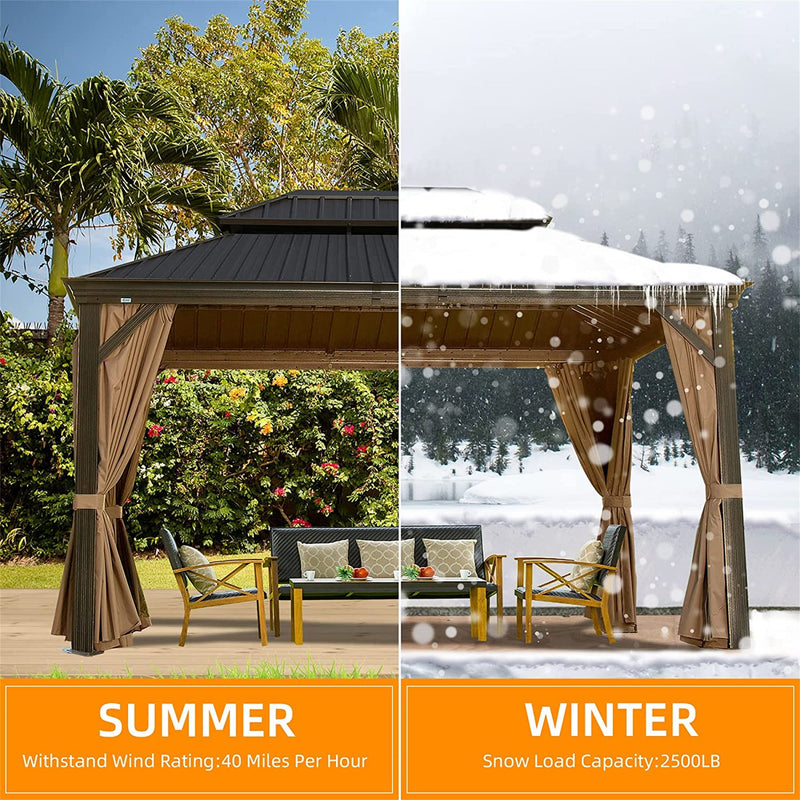 10' x 12' Hardtop Aluminum Gazebo with Double Canopy by HouseOfZazla