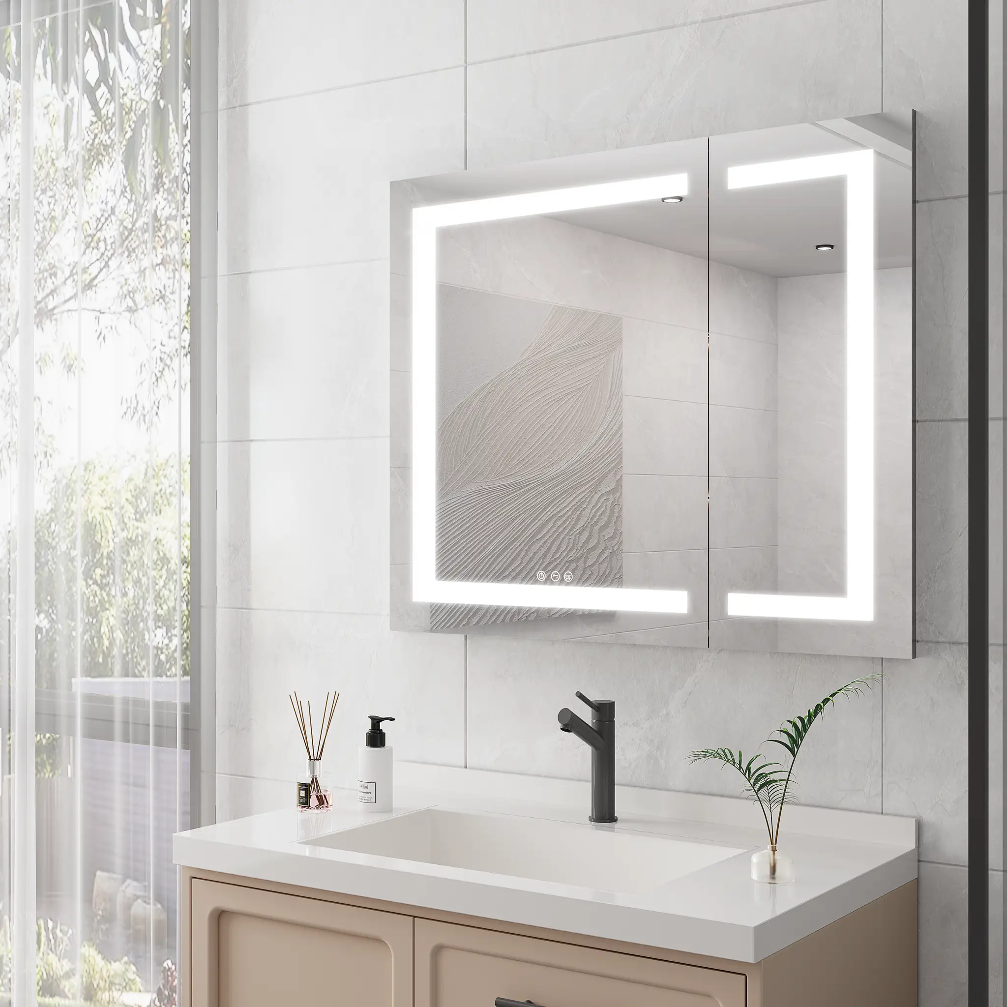 36x30 Inch Medicine Cabinet with LED Vanity Mirror by HouseOfZazla