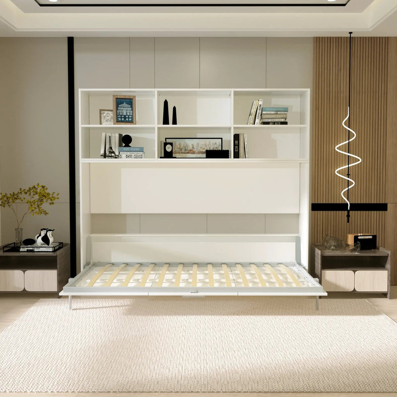 Modern Design Twin Size Horizontal Murphy Bed with Shelf Storage by HouseOfZazla