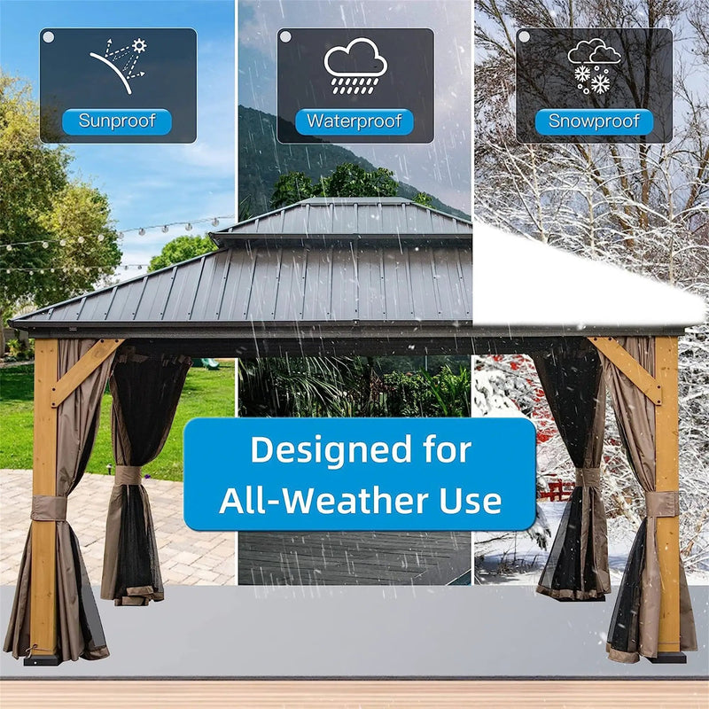 12'x14' Hardtop Gazebo, Outdoor Cedar Wood Frame Canopy by HouseOfZazla