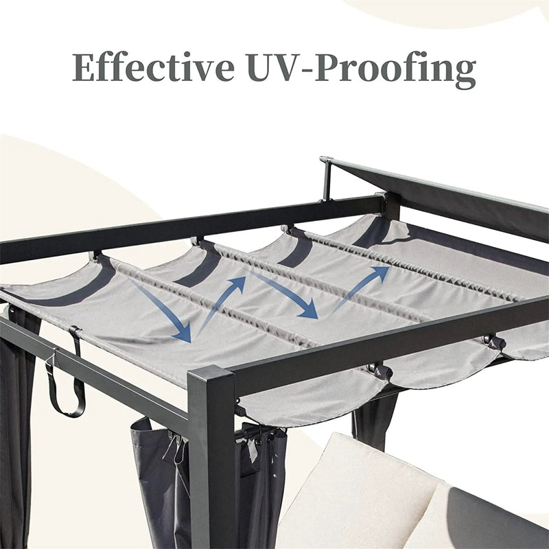 Aluminum Outdoor Patio Daybed with Retractable Canopy by HouseOfZazla