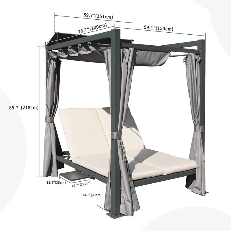 Aluminum Outdoor Patio Daybed with Retractable Canopy by HouseOfZazla