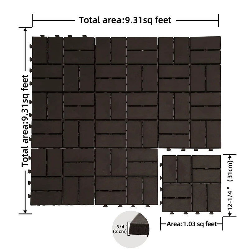 Patio Interlocking Deck Tiles - Brown (Pack of 9) by HouseOfZazla