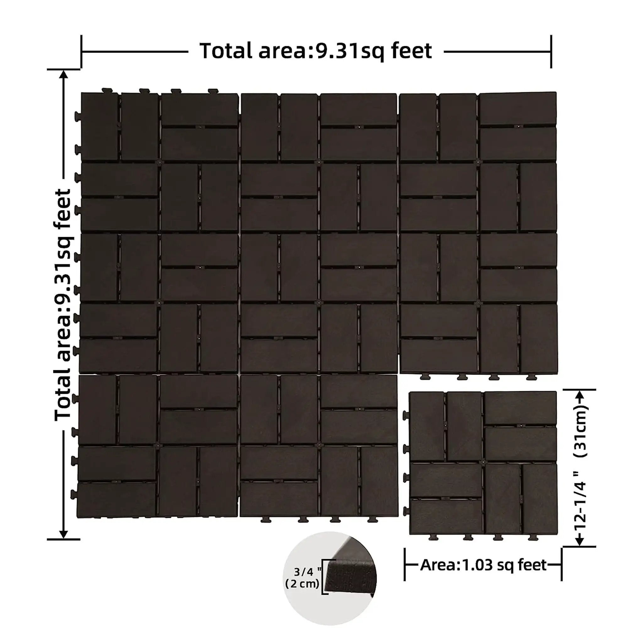 Patio Interlocking Deck Tiles - 12"x12" Composite Flooring by HouseOfZazla
