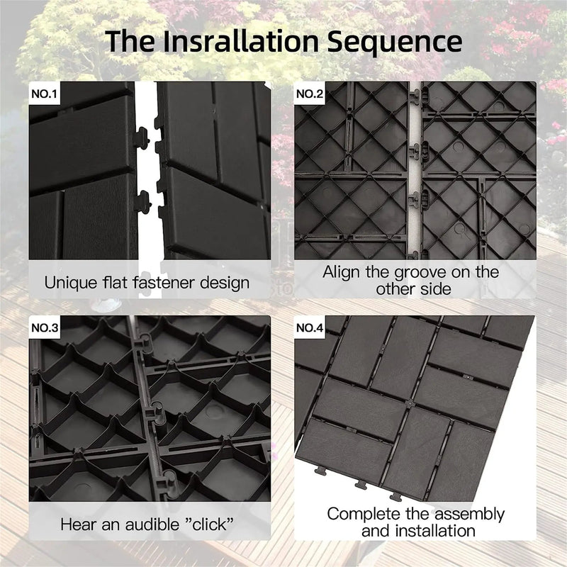 Patio Interlocking Deck Tiles, 12"x12" Square Composite Decking by HouseOfZazla