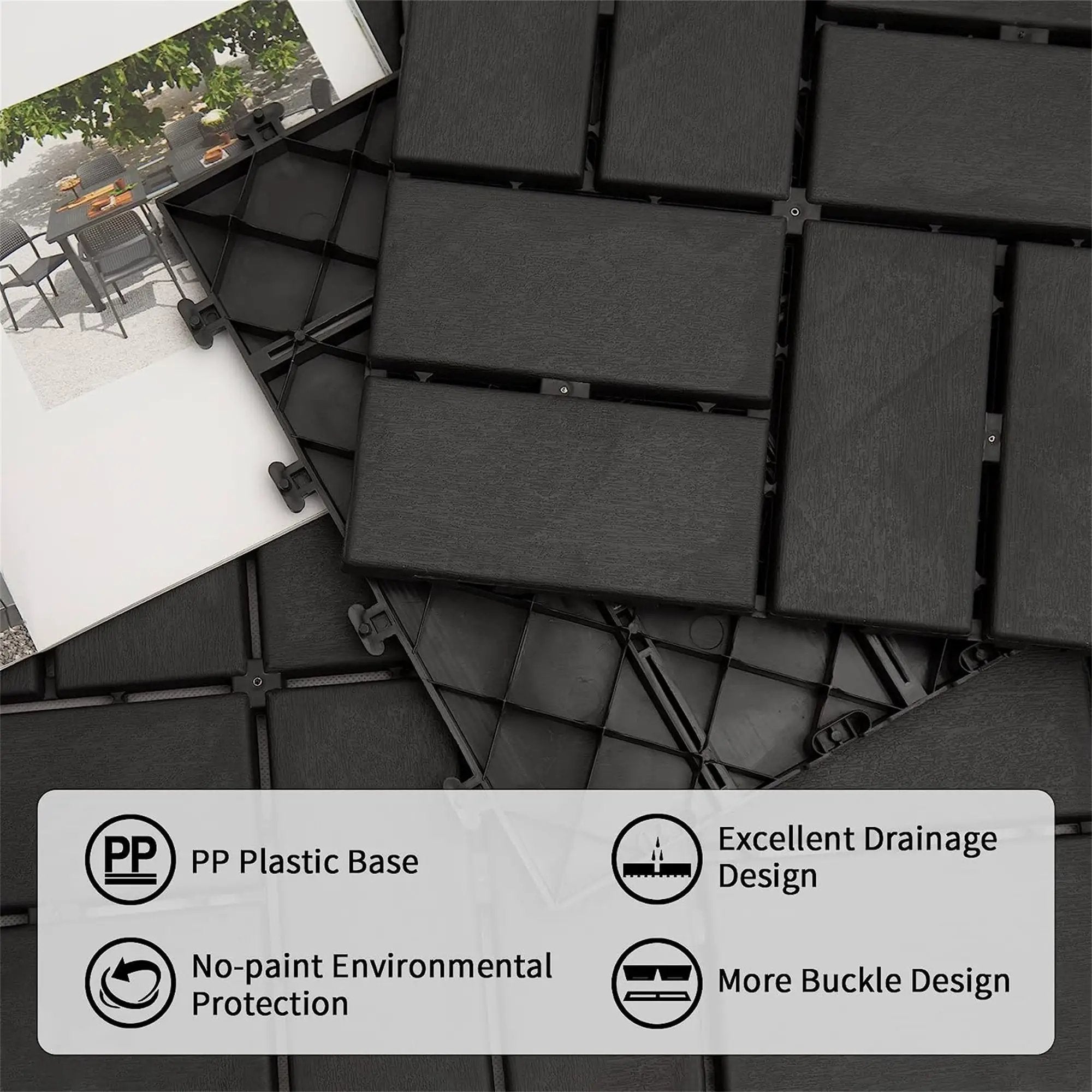 Patio Interlocking Deck Tiles - 12x12 Composite Decking Tiles by HouseOfZazla