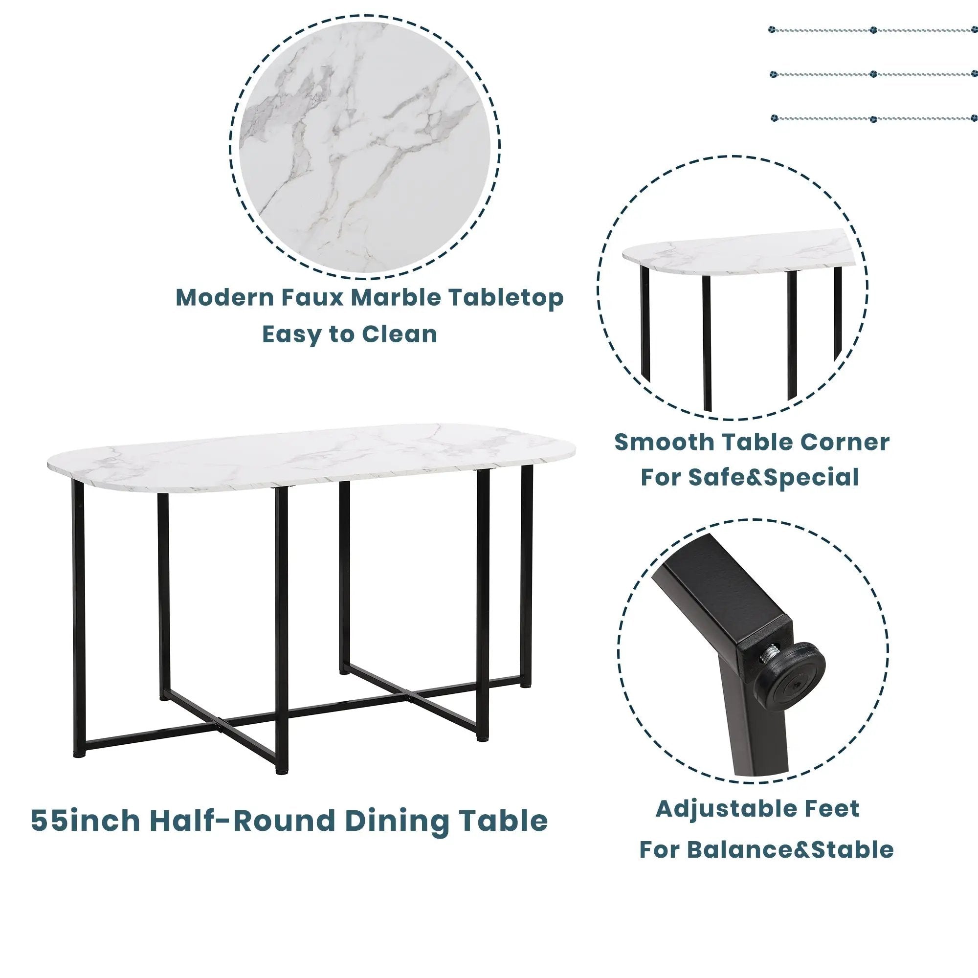 TOPMAX Modern 7-Piece Dining Table Set with Faux Marble by HouseOfZazla