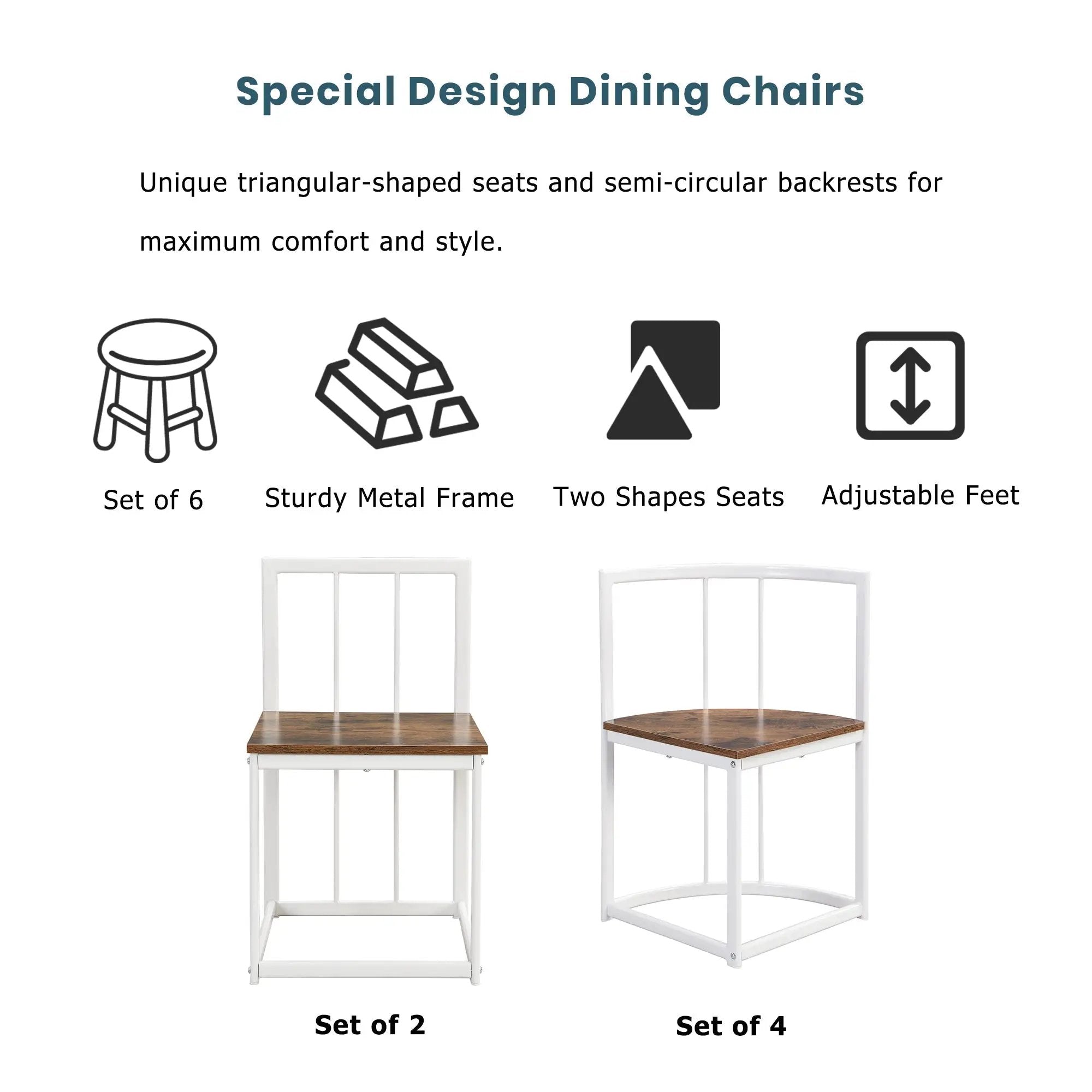 TOPMAX Modern 7-Piece Dining Table Set with Faux Marble Top by HouseOfZazla